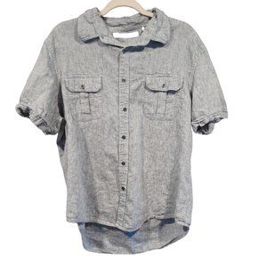 Perry Ellis Men's Grey Button Up - Extra Large